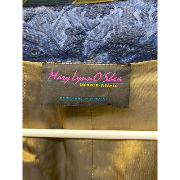 Mary Lynn O'Shea  Jacket Medium Blue Yellow Floral Tapestry Patchwork Design - Picture 9 of 10